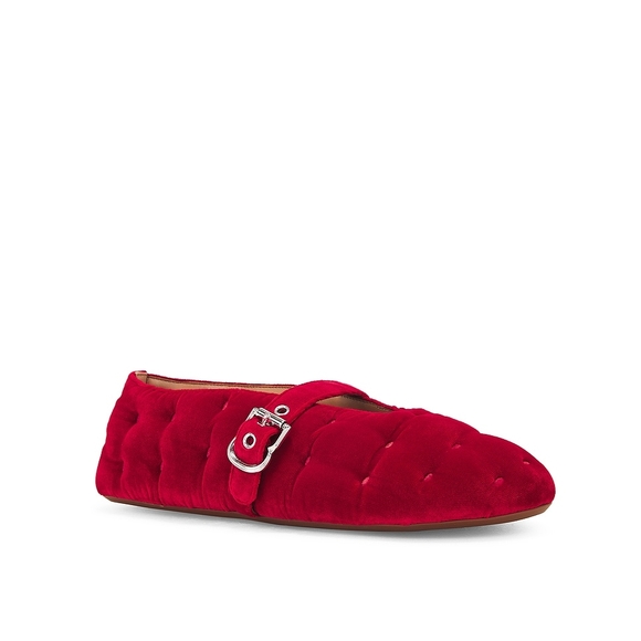 Alaia Red Velvet Quilted Flats - Picture 1 of 10